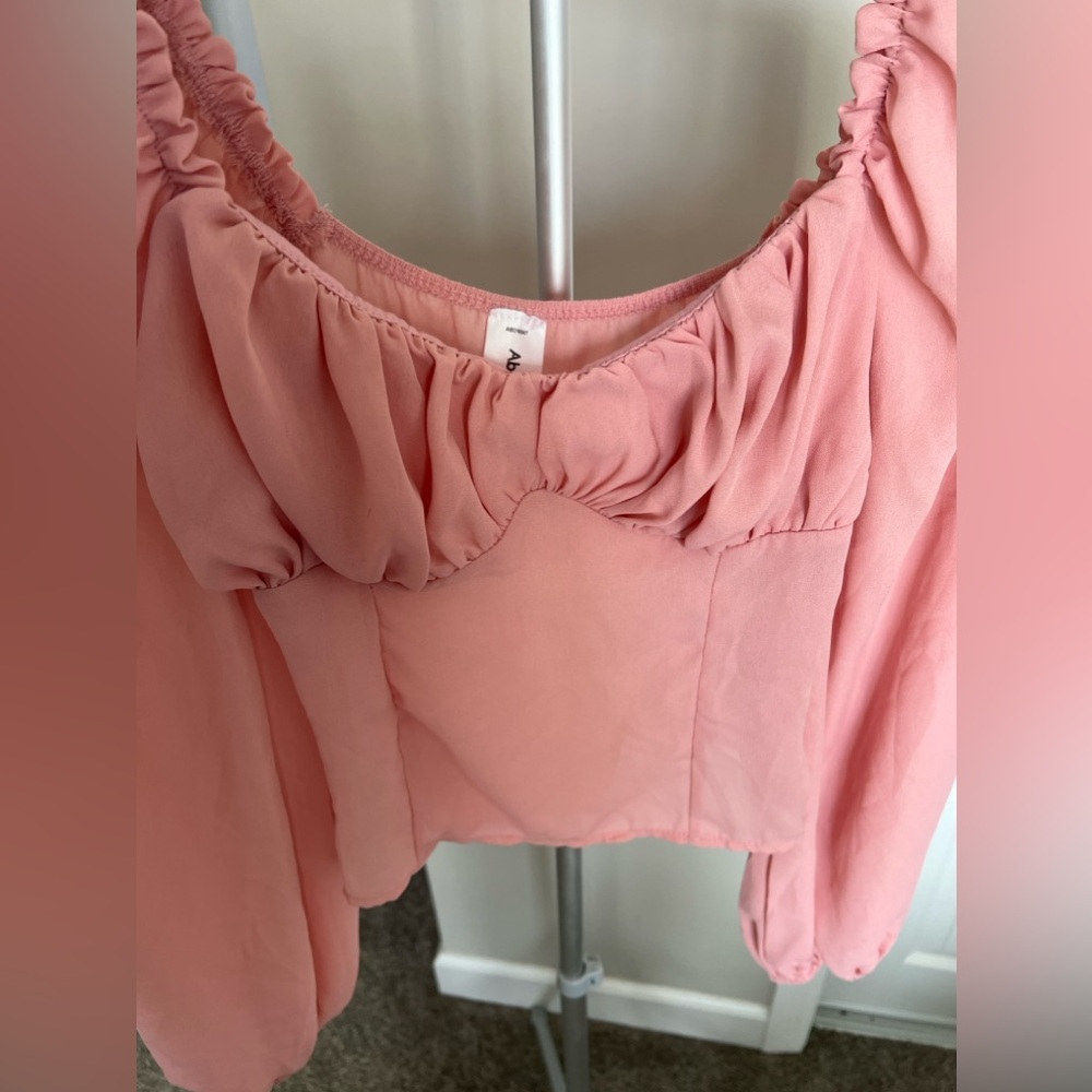 Abound Pink Woven Bustier Long Sleeve Top Size XS (0-2) NWOT - Picture 4 of 12